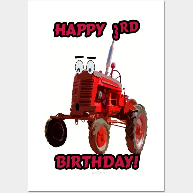 Happy 3rd Birthday tractor design Wall Art by seadogprints